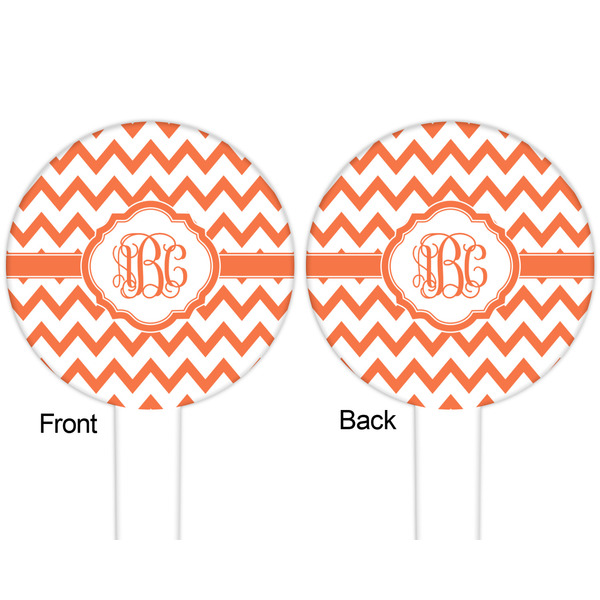 Chevron White Plastic 6" Food Pick - Round - Double Sided - Front & Back