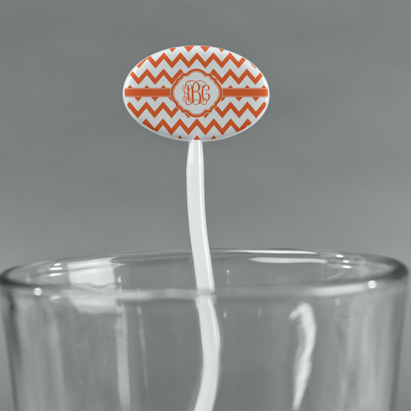 Chevron White Plastic 7" Stir Stick - Oval - Main