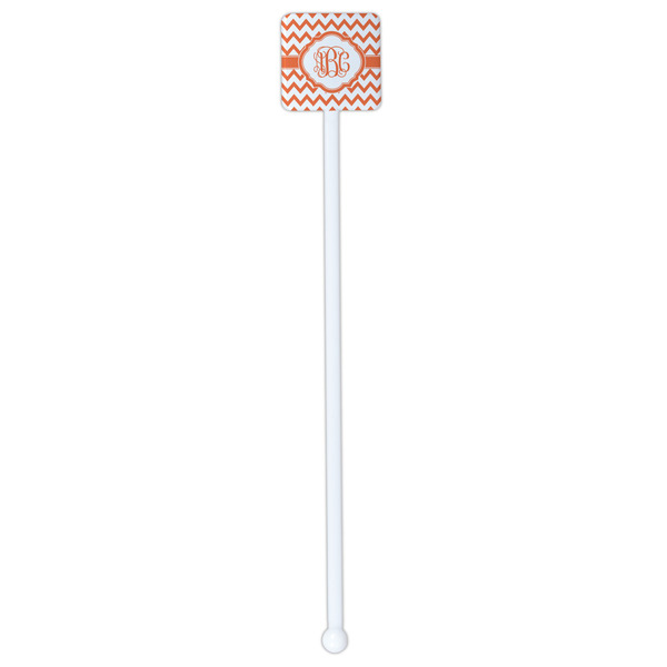Chevron White Plastic Stir Stick - Single Sided - Square - Single Stick
