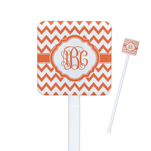 Custom Chevron Square Plastic Stir Sticks - Double Sided (Personalized)