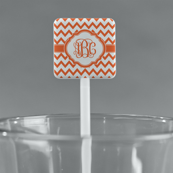 Chevron White Plastic Stir Stick - Square - Main