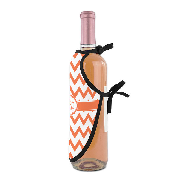 Chevron Wine Bottle Apron - DETAIL WITH CLIP ON NECK