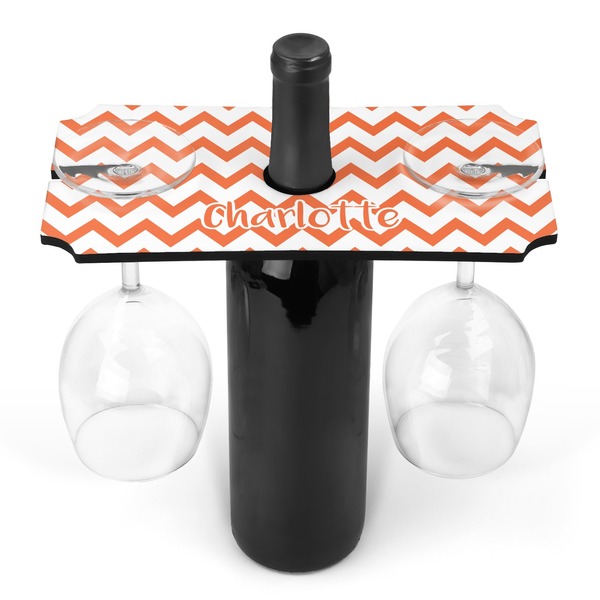Custom Chevron Wine Bottle & Glass Holder (Personalized)
