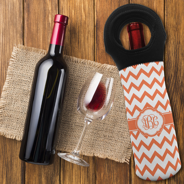 Chevron Wine Tote Bag - FLATLAY