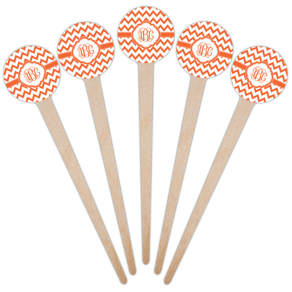 Chevron Wooden 4" Food Pick - Round - Fan View