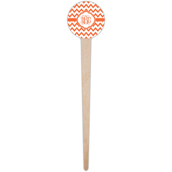Chevron Wooden 4" Food Pick - Round - Single Pick