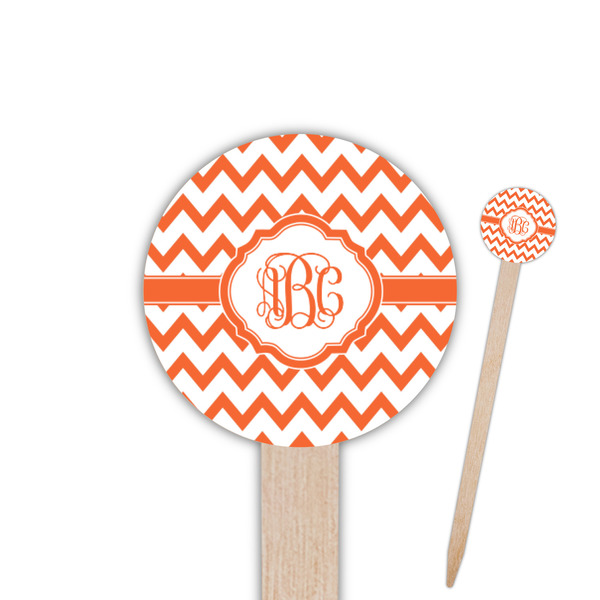 Custom Chevron Round Wooden Food Picks (Personalized)