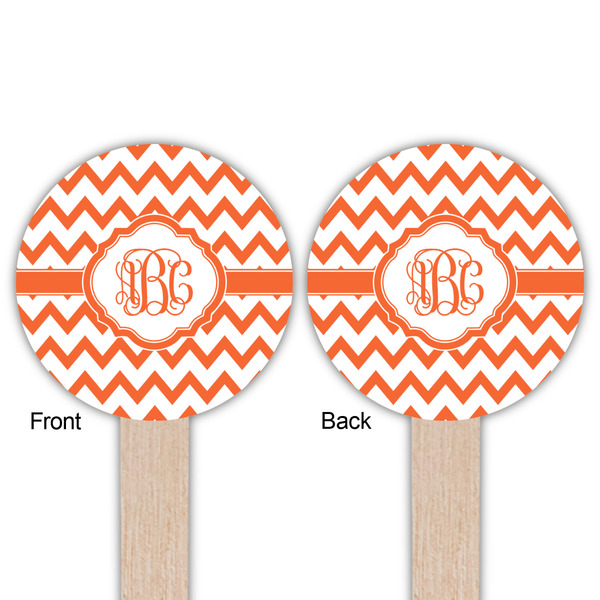 Chevron Wooden 6" Food Pick - Round - Double Sided - Front & Back