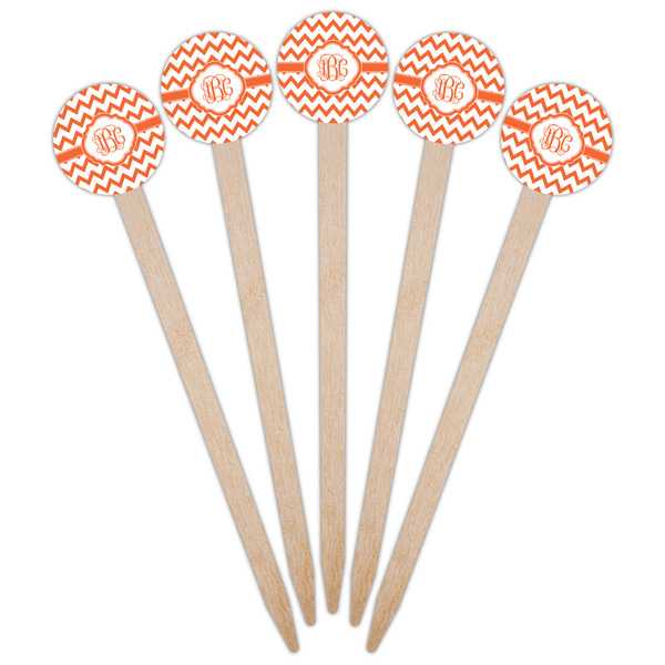 Chevron Wooden 6" Food Pick - Round - Fan View