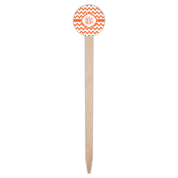 Chevron Wooden 6" Food Pick - Round - Single Pick