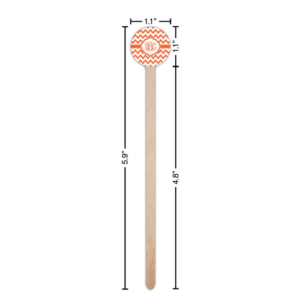 Chevron Wooden 6" Stir Stick - Round - Dimensions