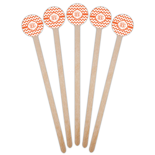 Chevron Wooden 6" Stir Stick - Round - Fan View