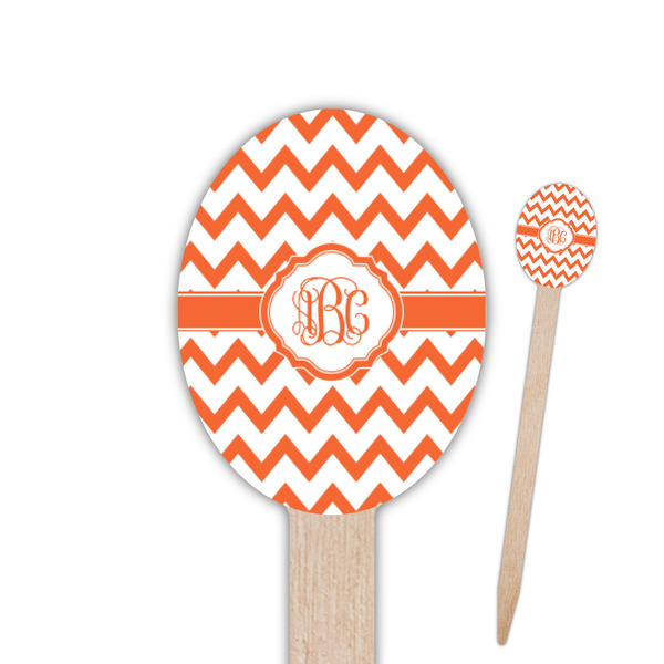Custom Chevron Oval Wooden Food Picks - Double Sided (Personalized)