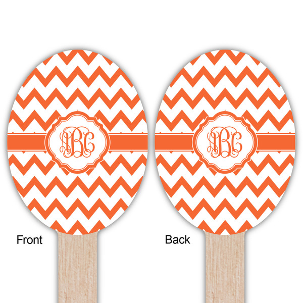 Chevron Wooden Food Pick - Oval - Double Sided - Front & Back