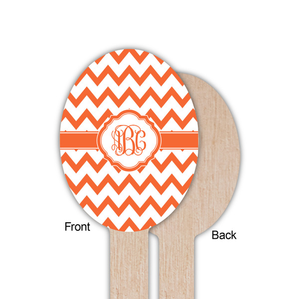 Chevron Wooden Food Pick - Oval - Single Sided - Front & Back