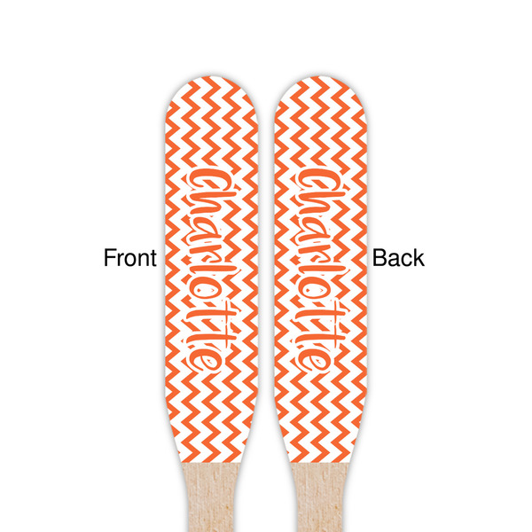 Chevron Wooden Food Pick - Paddle - Double Sided - Front & Back