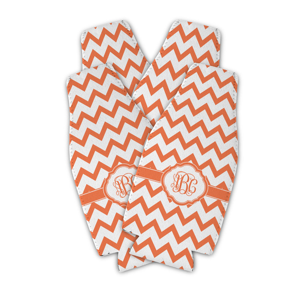 Custom Chevron Zipper Bottle Cooler - Set of 4 (Personalized)