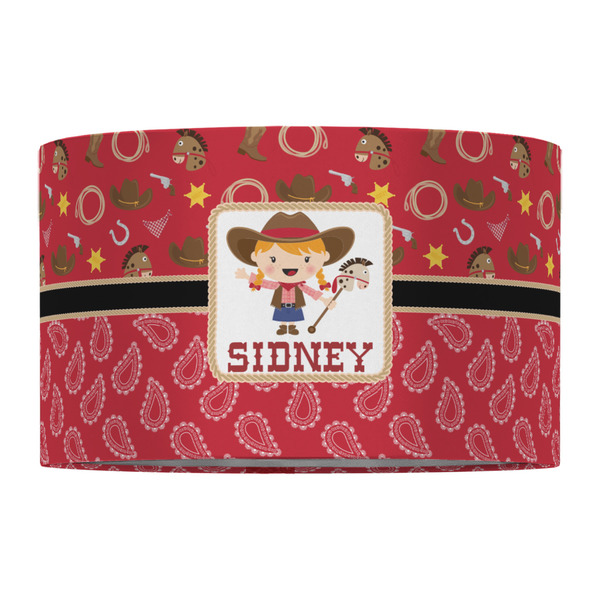 Red Western 12" Drum Lampshade - FRONT (Fabric)