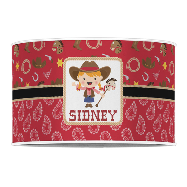 Red Western 12" Drum Lampshade - FRONT (Poly Film)