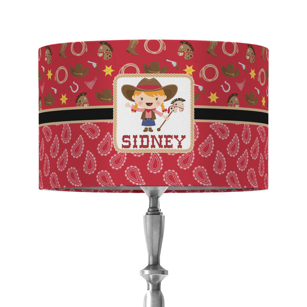 Custom Red Western 12" Drum Lamp Shade - Fabric (Personalized)