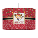 Red Western 12" Drum Pendant Lamp - Fabric (Personalized)