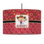 Red Western 12" Drum Pendant Lamp - Fabric (Personalized)