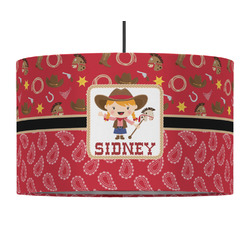 Red Western 12" Drum Pendant Lamp - Fabric (Personalized)