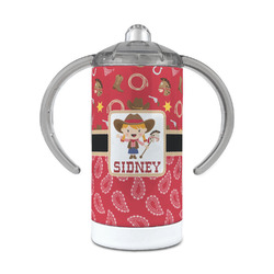 Red Western 12 oz Stainless Steel Sippy Cup (Personalized)