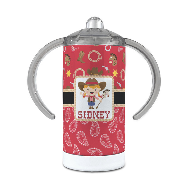 Custom Red Western 12 oz Stainless Steel Sippy Cup (Personalized)