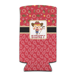 Red Western Can Cooler (tall 12 oz) (Personalized)