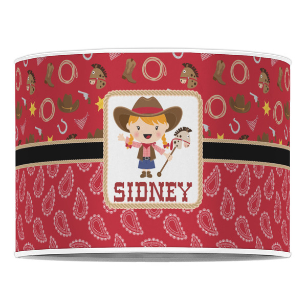 Red Western 16" Drum Lampshade - FRONT (Poly Film)