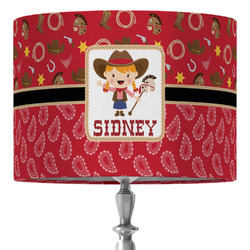Red Western 16" Drum Lamp Shade - Fabric (Personalized)