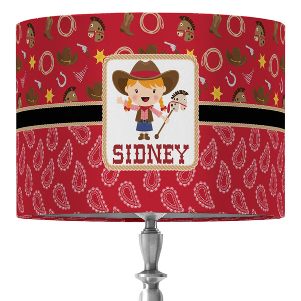 Custom Red Western 16" Drum Lamp Shade - Fabric (Personalized)