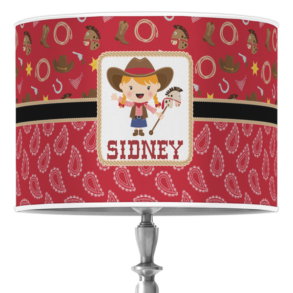 Custom Red Western 16" Drum Lamp Shade - Poly-film (Personalized)