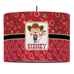 Red Western 16" Drum Pendant Lamp - Fabric (Personalized)