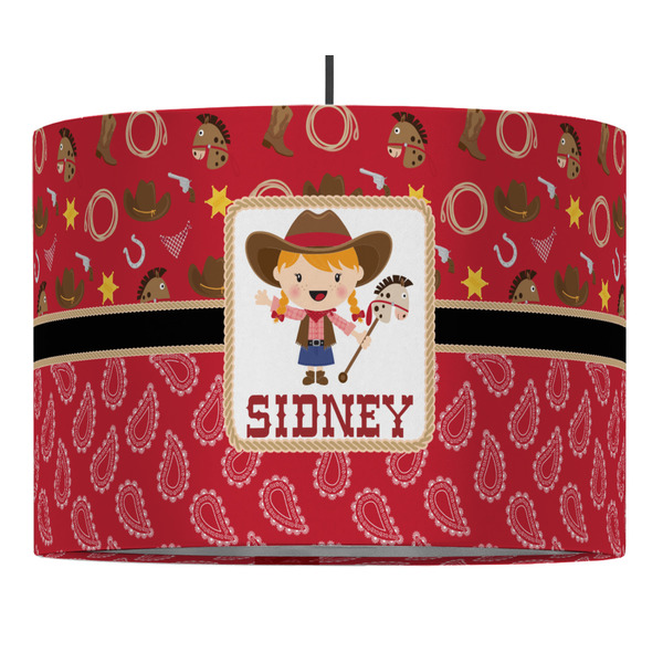 Red Western 16" Drum Lampshade - PENDANT (Fabric)