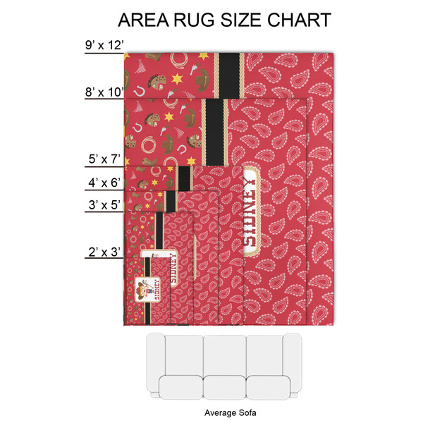 Red Western 2'x3' Indoor Area Rugs - Size Chart