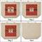 Red Western 3 Reusable Cotton Grocery Bags - Front & Back View