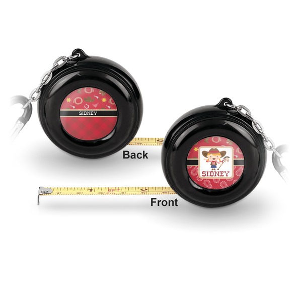 Red Western 6-Ft Pocket Tape Measure with Carabiner Hook - Front and Back
