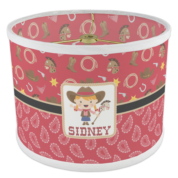 Red Western 8" Drum Lampshade - ANGLE Poly-Film