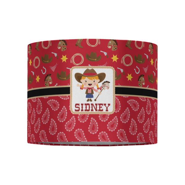 Red Western 8" Drum Lampshade - FRONT (Fabric)