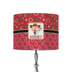 Red Western 8" Drum Lamp Shade - Fabric (Personalized)