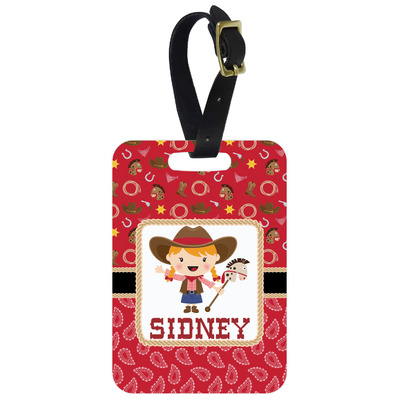 Red Western Metal Luggage Tag w/ Name or Text