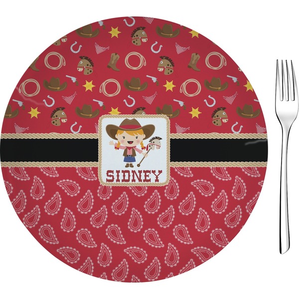 Custom Red Western 8" Glass Appetizer / Dessert Plates - Single or Set (Personalized)