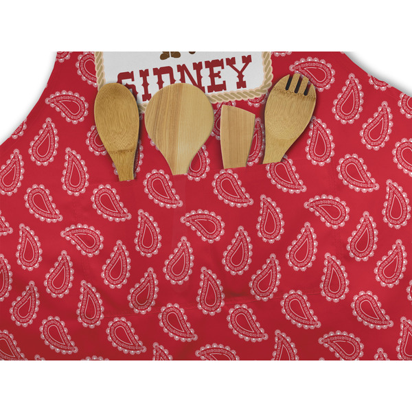 Red Western Apron - Pocket Detail with Props