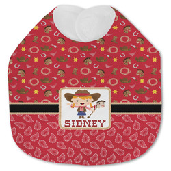 Red Western Jersey Knit Baby Bib w/ Name or Text