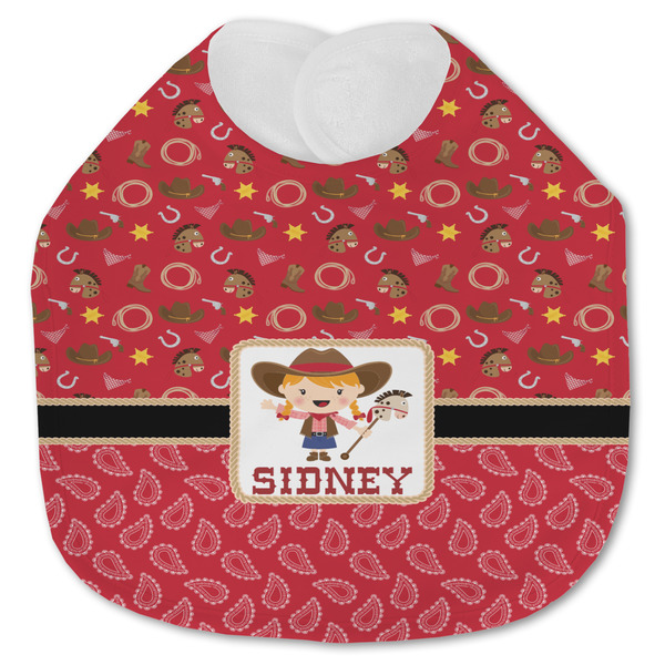 Custom Red Western Jersey Knit Baby Bib w/ Name or Text