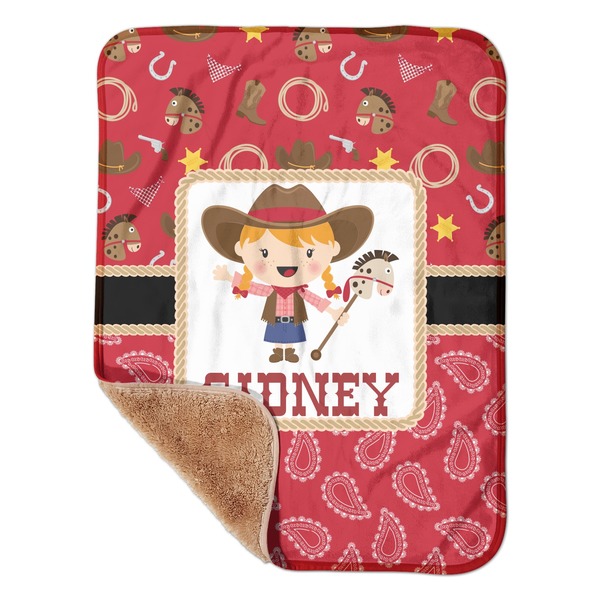 Custom Red Western Sherpa Baby Blanket - 30" x 40" w/ Name or Text