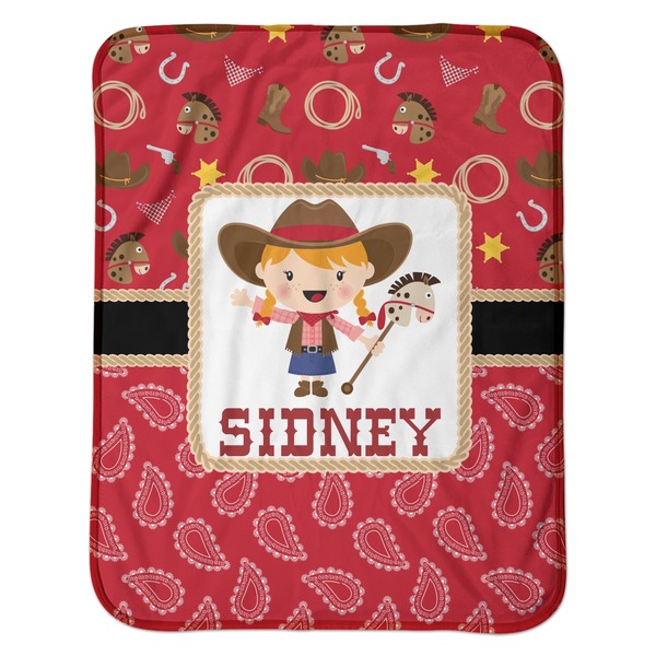 Red Western Baby Sherpa Blanket - Flat