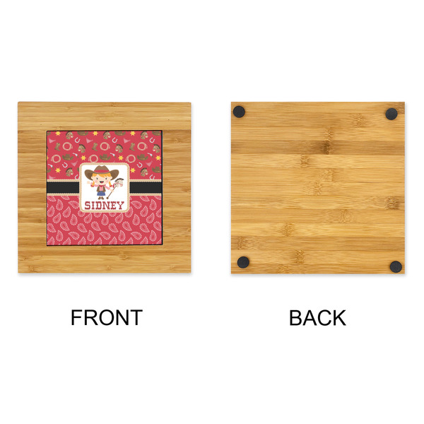 Red Western Bamboo Trivet with 6" Tile - APPROVAL